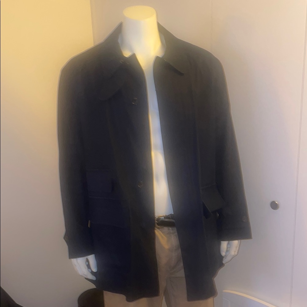 Navy Blue Ralph Lauren Trench Coat Mid-Length Open-Front / like new condition